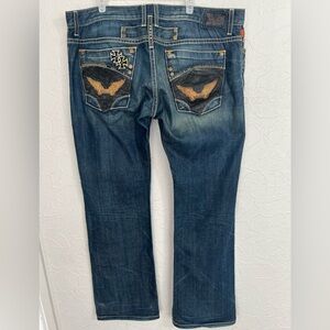 Robin's Jean Blue Double Front Cross Men's Size 42 Made in USA Rare 34 Length